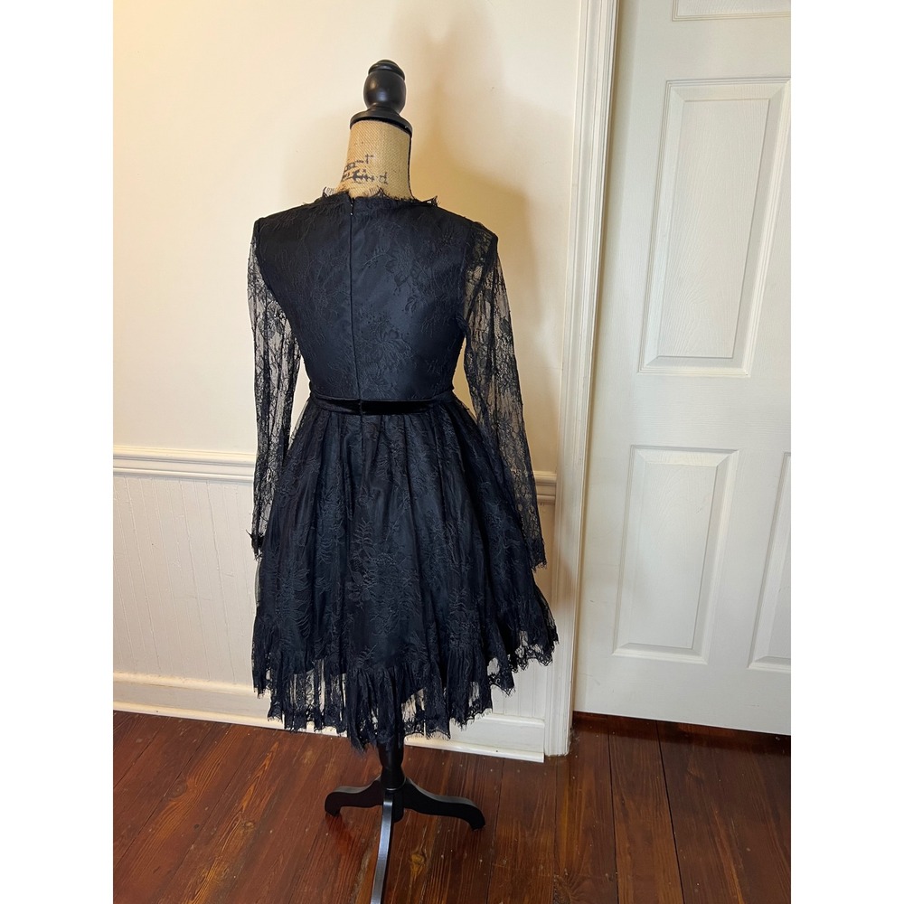 Mac Duggal 49794‎ size 2 black long sleeve lace babydoll dress - Picture 7 of 11